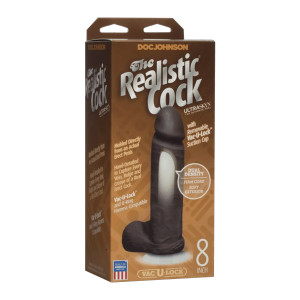 Фалоімітатор Doc Johnson The Realistic Cock 8 inch Black - ULTRASKYN, Vack-U-Lock, діаметр 5,1 см. Photo 3