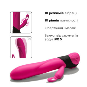 Вібратор з обертанням стовбура Adrien Lastic Bonnie & Clyde з пультом LRS, з петелькою для пальчика. Photo 3