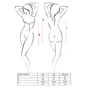 Сорочка беби-долл BERYL CHEMISE XXL/XXXL - Passion, трусики, полупрозрачная, лента под грудь. Photo 3