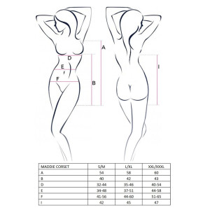 Корсет-сорочка з пажами MADDIE CORSET black L/XL - Passion, трусики. Photo 3