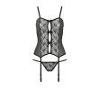 Розпродаж!!! Корсет з пажами GRACIA CORSET black S/M - Passion, трусики, напівпрозорий
