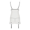 Сорочка прозора з пажами ORIHIME CHEMISE white L/XL - Passion, трусики, стрепи