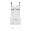 Сорочка прозора з пажами ORIHIME CHEMISE white L/XL - Passion, трусики, стрепи