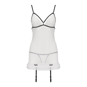 Сорочка прозрачная с пажами ORIHIME CHEMISE white S/M - Passion, трусики, стрэпы. Photo 3