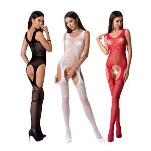 Бодістокінг Passion BS061 red, комбінезон, імітація панчох. Photo 3