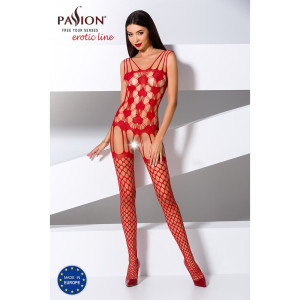 Бодістокінг Passion BS067 red, комбінезон, імітація панчох і топа на бретелях. Photo 2