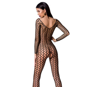 Бодістокінг Passion BS068 black, комбінезон, велика сітка, довгий рукав. Photo 2