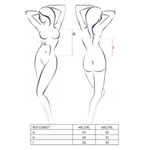 Корсет під латекс з пажами BES CORSET black 4XL/5XL - Passion, стрінги, шнурівка. Photo 2