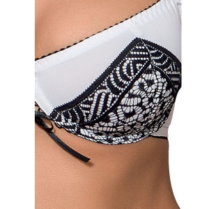 Розпродаж!!! Комплект білизни SUELO SET white XXL/XXXL — Passion: ліф, стрінги, пояс для панчіх. Photo 2