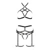 Комплект білизни MORGAN SET OpenBra black L/XL - Passion Exclusive: стрепи: трусики, ліф, пояс
