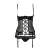 Корсет з відкритими грудьми NORTH CORSET black L/XL - Passion Exclusive, пажі, трусики, шнурівка