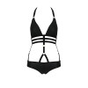 Сексуальне боді-монокіні Passion LAMIS BODY L/XL black, стрепи, блискуча ламе