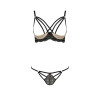 Комплект білизни Passion VALERY SET XXL/XXXL Black, стрепи, мереживо, відкриті груди, стрінги