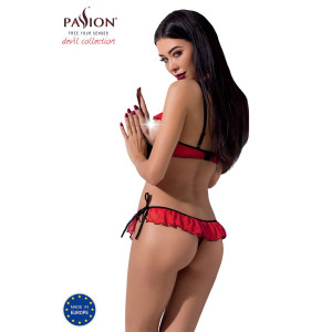 Комплект білизни CHERRY SET OpenBra red L/XL - Passion Exclusive: відкритий ліф, трусики-спідничка. Photo 2