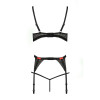Розпродаж! Комплект білизни PERDITA SET black L/XL - Passion: стрепи: ліф, стрінги і пояс для панчох