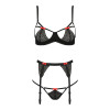 Розпродаж! Комплект білизни PERDITA SET black L/XL - Passion: стрепи: ліф, стрінги і пояс для панчох
