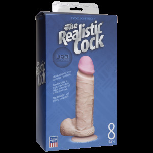 Фалоімітатор Doc Johnson The Realistic Cock 8 inch White - ULTRASKYN, Vack-U-Lock  (м'ята упаковка). Photo 3