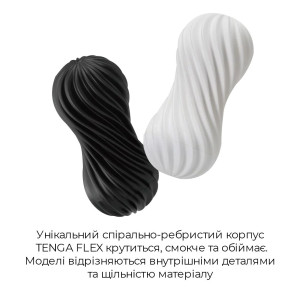 Мастурбатор Tenga Flex Silky White с изменяемой интенсивностью, можно скручивать. Photo 3