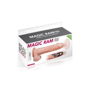 Фалоімітатор-пульсатор із вібрацією Real Body — Magic Ram, діаметр 4 см, рух вперед-назад. Photo 2