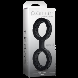 Наручники з силікону Doc Johnson The Cuffs Large - Black, добре тягнуться, для рук і для ніг. Photo 2