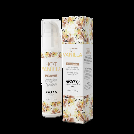 Масажна олія EXSENS Hot Vanilla 50мл розігріває, без цукру, без парабенів, їстівна