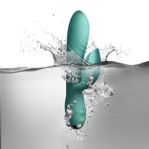 Вібратор-кролик Rocks Off Every Girl Teal, два мотори, різнокольорове LED-підсвічування, потужний. Photo 3