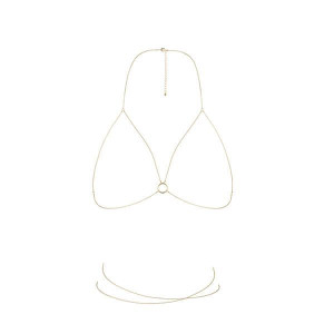 Ланцюжок портупея Bijoux Indiscrets Magnifique Bra Chain - Gold, прикраса на тіло