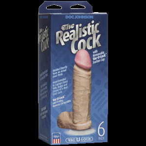 Фалоімітатор Doc Johnson The Realistic Cock 6 inch White - PVC, Vack-U-Lock, діаметр 4,3 см. Photo 3