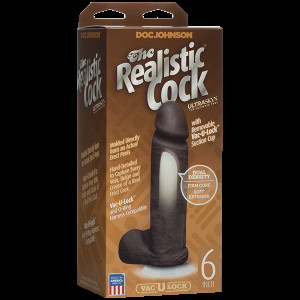 Фалоімітатор Doc Johnson The Realistic Cock 6 inch Black - ULTRASKYN, Vac-U-Lock, діаметр 4,3 см. Photo 3