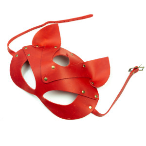 Преміум маска кішечки LOVECRAFT, натуральна шкіра, червона, подарункова упаковка. Photo 2