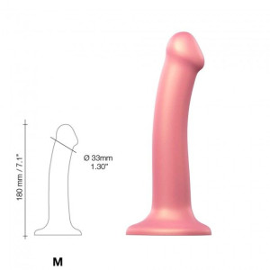 Насадка для страпону Strap-On-Me Mono Density Dildo Rose M, діам. 3,3 см, одношаровий силікон, гнучк. Photo 3