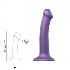 Насадка для страпону Strap-On-Me Mono Density Dildo Violet M, діам. 3,3 см, одношаровий силікон, гну. Photo 3