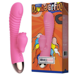 Вібратор-кролик з підігрівом і пустотливим язичком для клітора Leten Wonderful Pink. Photo 2