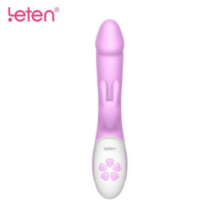 Вібратор-кролик з масажними стволом і підігрівом Leten Alina Purple, два мотори. Photo 2