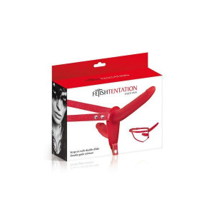 Подвійний страпон Fetish Tentation Strap-On with Double Dildo Red (м'ята упаковка!!!). Photo 3