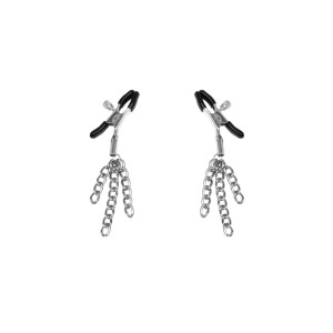 Затискачі для сосків з пензликами Feral Feelings - Nipple clamps Tassels, срібло/чорний