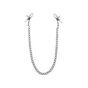 Затискачі для сосків з ланцюжком Feral Feelings - Nipple clamps Classic, срібло/білий