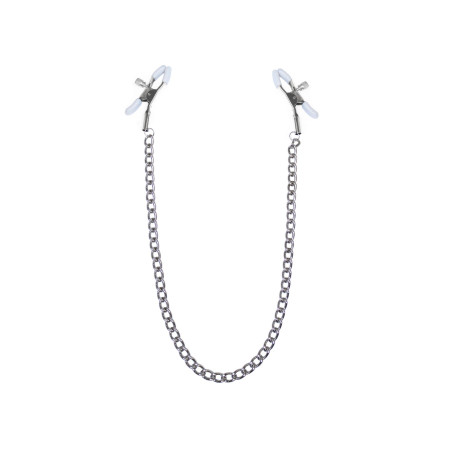 Затискачі для сосків з ланцюжком Feral Feelings - Nipple clamps Classic, срібло/білий