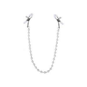 Затискачі для сосків з перлами Feral Feelings - Nipple clamps Pearls, срібло/білий