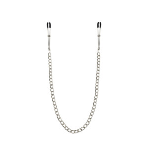 Тонкі затискачі для сосків з ланцюжком Feral Feelings - Chain Thin nipple clamps, срібло/чорний