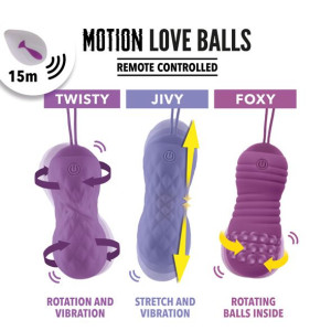 Вагінальні кульки з масажем і вібрацією FeelzToys Motion Love Balls Jivy з пультом ДК, 7 режимів. Photo 3