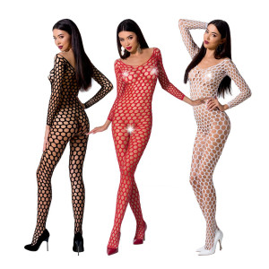 Бодістокінг з крупною сіткою Passion BS077 white. Photo 3