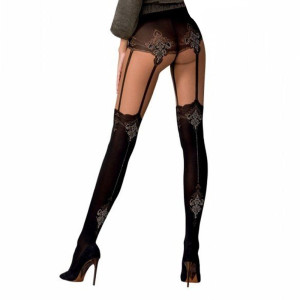 Колготки с эффектом чулок на подвязках Passion TI112 nero-gold 1/2 (60/20 den). Photo 2