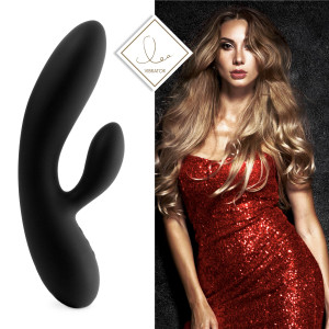 Гнучкий вібратор кролик з двома моторами FeelzToys Lea Rabbit Vibrator Black. Photo 2