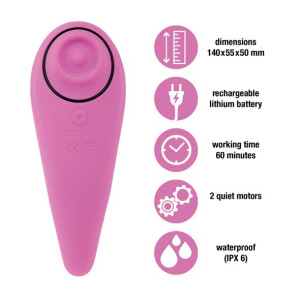 Пульсатор для клітора плюс вібратор FeelzToys - FemmeGasm Tapping & Tickling Vibrator Pink. Photo 3