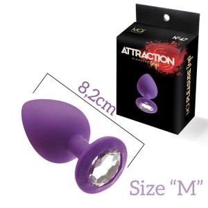 Анальная пробка с кристаллом MAI Attraction Toys №48 Purple, длина 8,2см, диаметр 3,5см. Photo 2