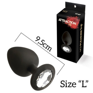 Анальная пробка с кристаллом MAI Attraction Toys №49 Black, длина 9,5см, диаметр 4см. Photo 2
