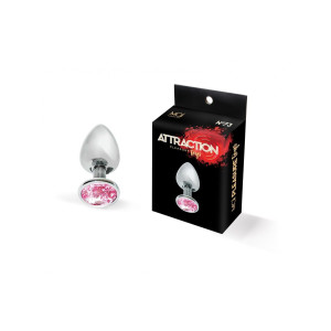 Металева анальна пробка з рожевим кристалом MAI Attraction Toys №73 (м'ята упаковка). Photo 3