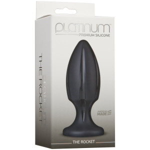 Анальный плаг с каналами для смазки Doc Johnson Platinum Premium Silicone - The Rocket - Black. Photo 2