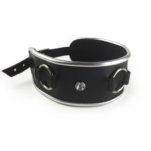 Ошейник из натуральной кожи со стразами и кольцом Art of Sex -  Collar Ring. Photo 3